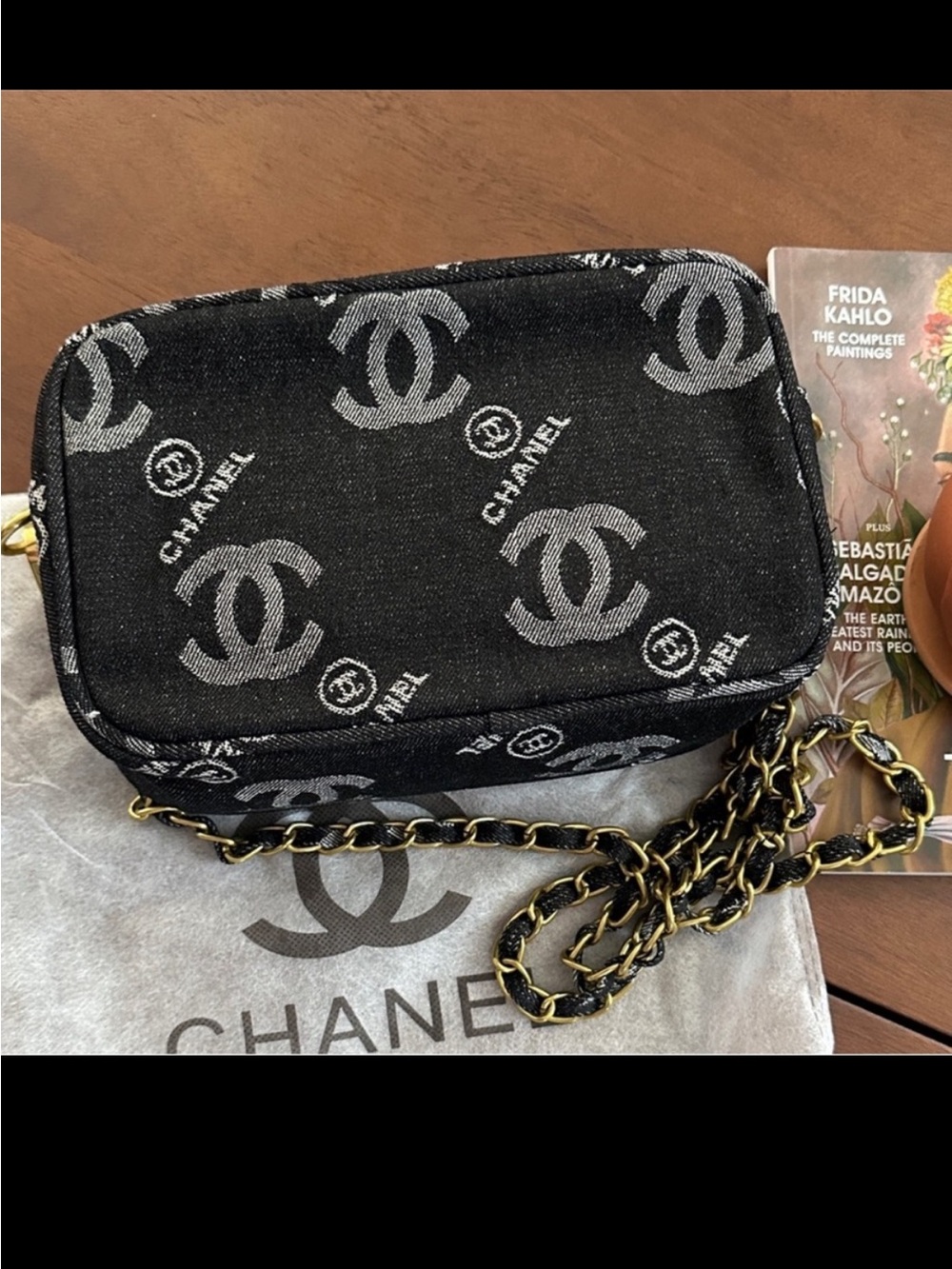 Chanel Black Logo Jacquard Crossbody Bag